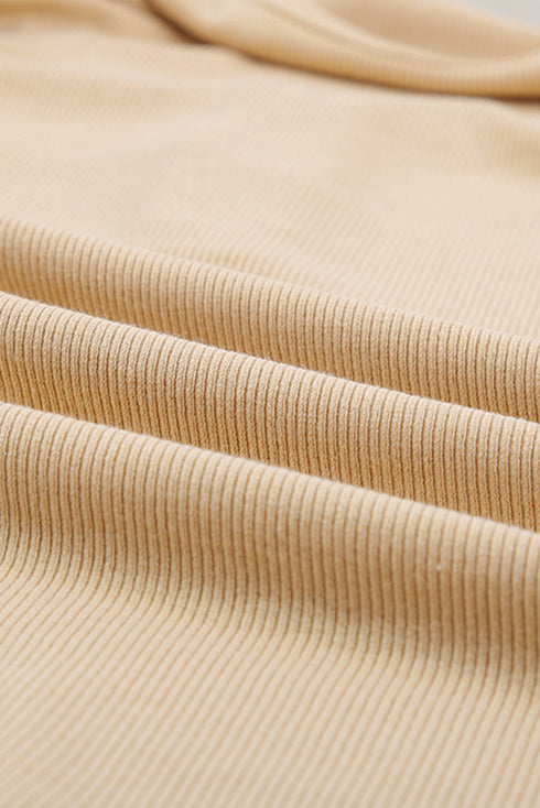 U Neck Button Knit Long Sleeve Top